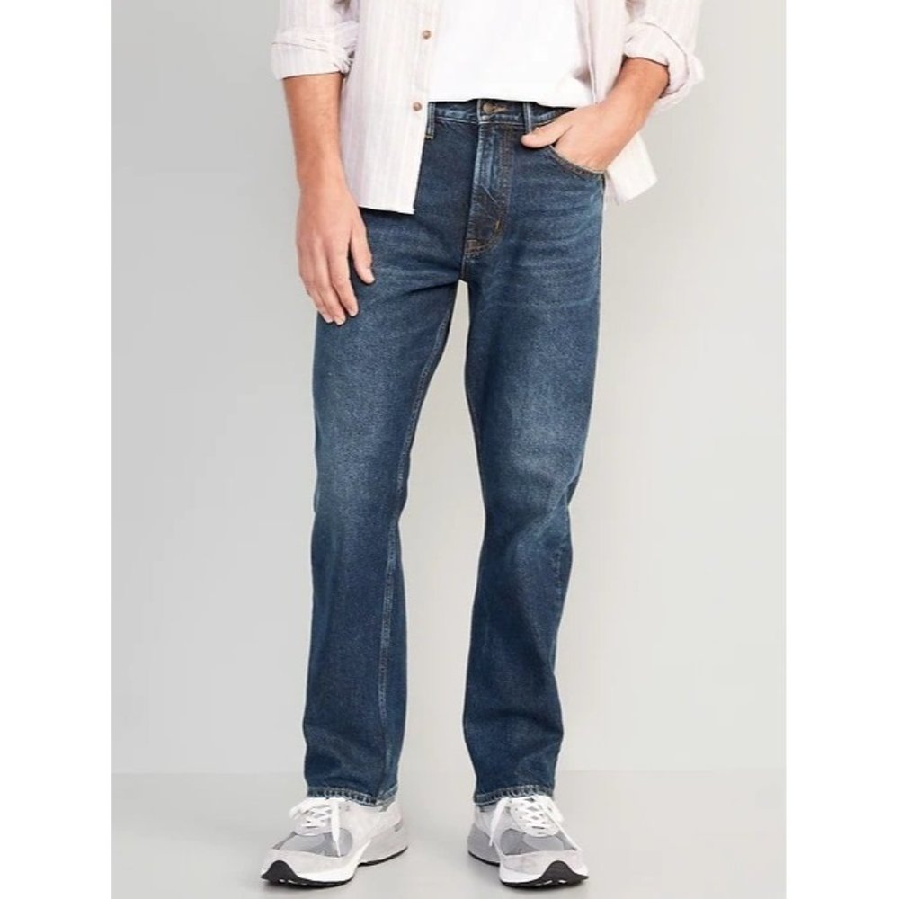 Old Navy Men's Sz 44x32 Big & Tall Dark Wash Straight Leg Blue Denim Jeans